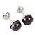 Cultured pearl stud earrings, 'Black Nascent Flower' - Handcrafted Black Cultured Pearl Stud Earrings (image 2b) thumbail