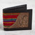 Men's wool accent leather wallet, 'Red Caballero' - Cowboy Theme Men's Black Leather Red Wool Wallet thumbail