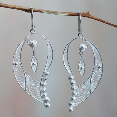 Sterling silver filigree earrings, Cherubic Wings