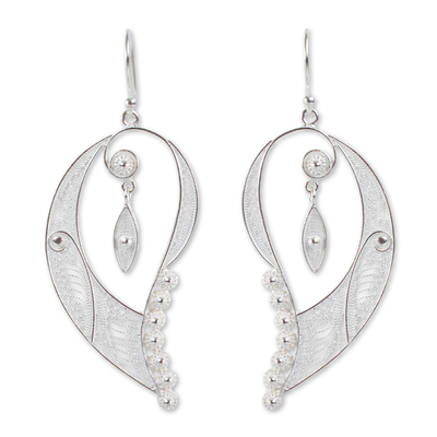 Sterling Silver Filigree Wing-shaped Earrings from Peru