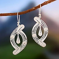 Sterling silver filigree earrings, 'Unison' - Peruvian Filigree Sterling Silver Dangle Earrings