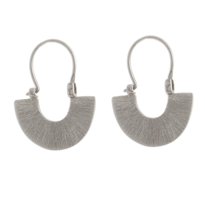 Sterling silver hoop earrings, 'Moonlight Fans' - Artisan Jewelry Modern Sterling Silver Hoop Earrings