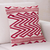 Wool cushion cover, 'Crimson Energy' - Handwoven Red and White Wool Geometric Cushion Cover (image 2b) thumbail