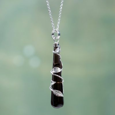 Handcrafted Obsidian Necklace with Andean Sterling Silver