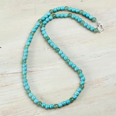 Aventurine and Reconstituted Turquoise Beaded Necklace - Serene Sky ...