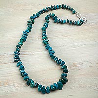 Sterling Silver Accent Handcrafted Chrysocolla Necklace - Perpetually ...
