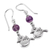 Fluorite dangle earrings, 'Purple Inca Sparrow' - Sterling Silver Handcrafted Purple Fluorite Bird Earrings (image 2b) thumbail