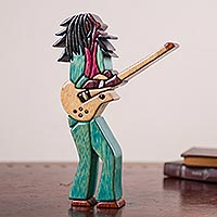 Wood sculpture, 'Reggae' - Reggae Sculpture of Bob Marley Hand Crafted Wood Art