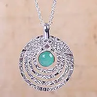 Opal pendant necklace, 'Ancient Echo' - Textured Sterling Silver Handcrafted Necklace with Opal