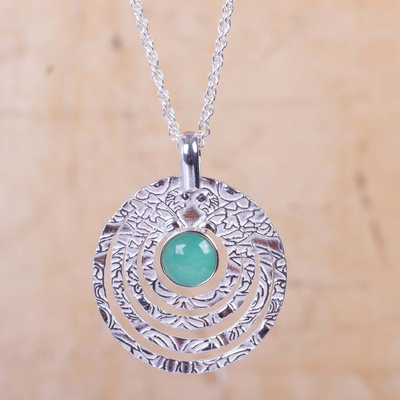 Opal pendant necklace, 'Ancient Echo' - Textured Sterling Silver Handcrafted Necklace with Opal