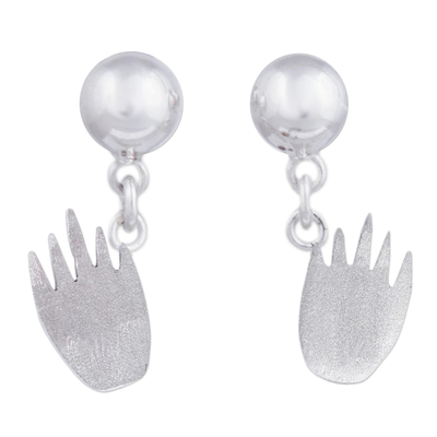 Handcrafted Andean Sterling Silver Hand Shape Earrings