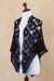 100% alpaca shawl, 'Black Andean Blossoms' - Hand Crocheted Black Lace Alpaca Shawl from Peru (image 2d) thumbail