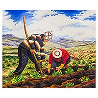 „Tancacho“ – signiertes Gemälde nordperuanischer Bauern