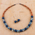 Ceramic flower jewelry set, 'Blue Andean Blossom' - Jewelry Set with Hand Painted Flowers on Ceramic Beads