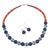 Ceramic flower jewelry set, 'Blue Andean Blossom' - Jewelry Set with Hand Painted Flowers on Ceramic Beads