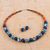 Ceramic flower jewelry set, 'Blue Andean Blossom' - Jewelry Set with Hand Painted Flowers on Ceramic Beads (image 2b) thumbail