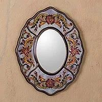 Featured review for Reverse painted glass mirror, White Colonial Wreath