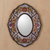 Reverse painted glass mirror, 'White Colonial Wreath' - Aged White Reverse Painted Glass Wall Mirror from Peru (image 2) thumbail