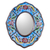 Reverse painted glass mirror, 'Blue Colonial Wreath' - Fair Trade Reverse Painted Glass Wall Mirror in Aged Blue thumbail