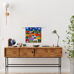 Applique wall hanging, 'Harvesting Joy' - Cheerful Applique Arpilleria Wall Hanging from Peru