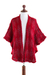 Alpaca blend cape, 'Regina' - Red Diamonds on Grey Alpaca Blend Knitted Cape from Peru (image 2d) thumbail