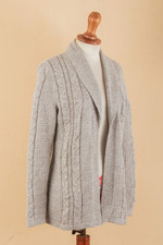 Alpaca blend cardigan, 'Classic Chic' - Versatile Light Grey Cardigan in Soft Alpaca Blend from Peru