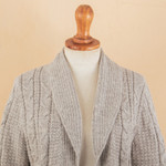 Alpaca blend cardigan, 'Classic Chic' - Versatile Light Grey Cardigan in Soft Alpaca Blend from Peru