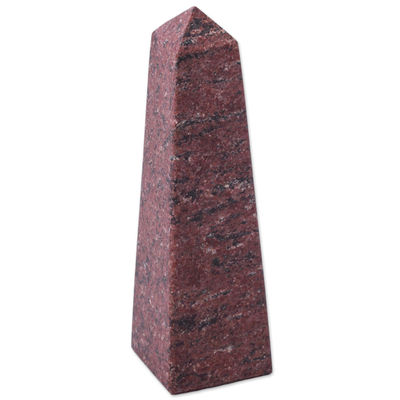 Rhodochrosite obelisk, 'Lucky in Love' - Peruvian Rhodochrosite Gemstone Obelisk Sculpture