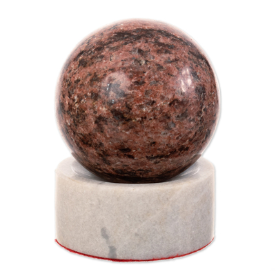 Rhodochrosite sphere, 'Venus' - Handcrafted Rhodochrosite Gemstone Sphere and Stand