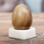 Aragonite egg, 'Incipient Earth' - Aragonite Egg Sculpture and White Onyx Display Stand (image 2) thumbail