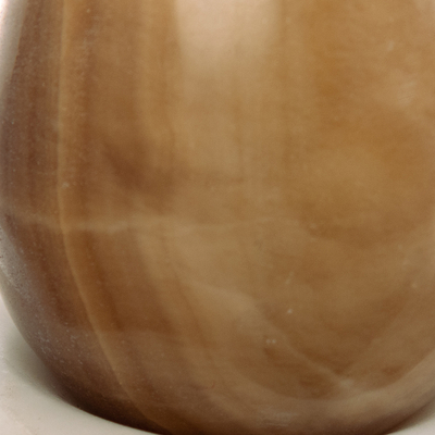 huevo de aragonito - Escultura de huevo de aragonito y soporte de exhibición de ónix blanco