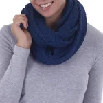 100% alpaca infinity scarf, 'Infinitely Blue' - Alpaca Wool Blue Infinity Scarf Knitted in Peru