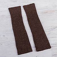 100% alpaca leg warmers, 'Brown Winter Dancer' - Brown Leg Warmers Knitted in Peruvian Alpaca Wool