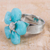 Amazonite flower ring, 'Azure Petals' - Artisan Crafted Amazonite and Sterling Silver Cocktail Ring (image 2) thumbail