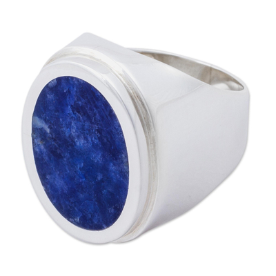 Artisan Crafted Sterling Silver Cocktail Ring with Sodalite