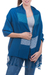 100% alpaca shawl, 'Blue Dahlia' - Andean Baby Alpaca Backstrap Loom Blue Floral Shawl