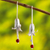 Carnelian drop earrings, 'Silver Honeysuckle' - Andean Sterling Silver Floral Earrings with Carnelian (image 2) thumbail