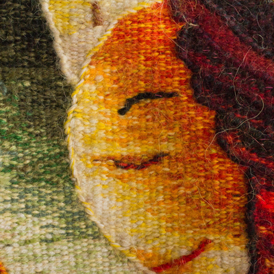 Wandteppich aus Alpaka-Mischung, „Nacimiento del Niño Jesús“ – handgefertigter Wandteppich aus Alpaka-Mischung mit einer Krippe