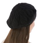 100% alpaca beret, 'Dark Leaves' - Hand Knit Black 100% Alpaca Beret from Peru