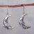 Silver dangle earrings, 'Waxing and Waning Moon' - Andean Artisan Crafted 950 Silver Crescent Moon Earrings