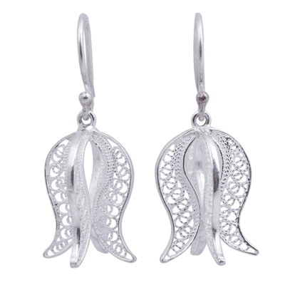 Andean Sterling Silver Floral Filigree Dangle Earrings