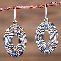 Sterling silver dangle earrings, 'Tornado' - Sterling Silver Modern Earrings Artisan Crafted 925 Jewelry