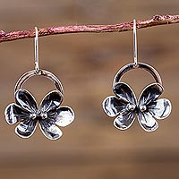 Sterling Silver Butterfly Earrings Artisan Flower Jewelry,'Forest Butterflies'