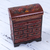 Wood and leather jewelry box, 'Garden Hummingbirds' - Peruvian Hand Carved Cedar Wood Jewelry Box with Mirror thumbail