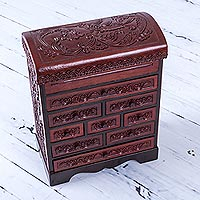 Featured review for Wood and leather jewelry box, Hummingbirds