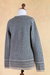 100% alpaca sweater, 'Fantasy Glyphs' - Women's Patterned Blue Brown Alpaca Sweater Knitted in Peru (image 2f) thumbail