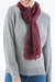 Alpaca blend scarf, 'Cherry Grape' - Warm Red Floral Jacquard Alpaca Blend Scarf thumbail
