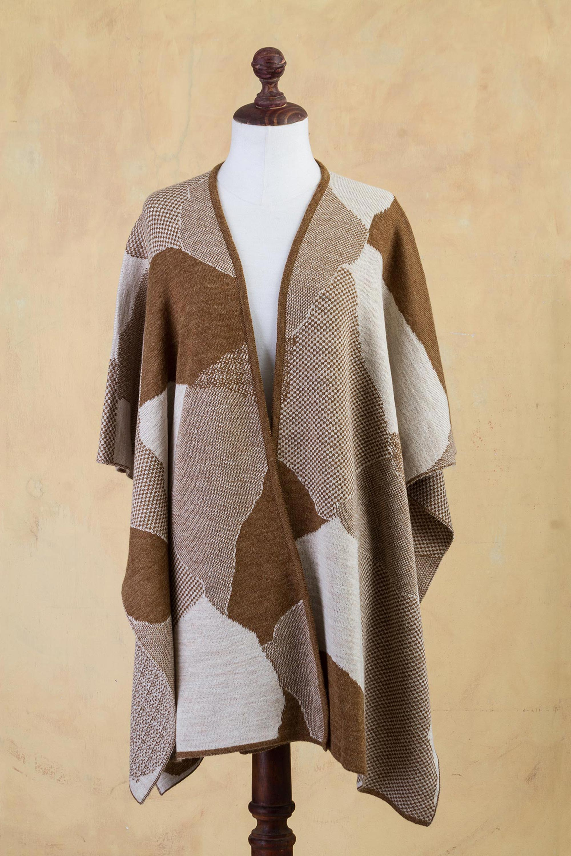 UNICEF Market | Knitted Alpaca Blend Andean Ruana Cloak in Brown and ...