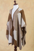 Alpaca blend ruana cape, 'Desert Montage' - Knitted Alpaca Blend Andean Ruana Cloak in Brown and Beige (image 2d) thumbail