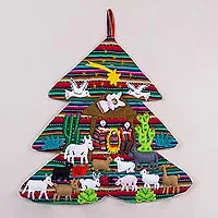 Aplique para colgar en la pared - Aplique de árbol de Navidad andino hecho a mano para colgar en la pared.